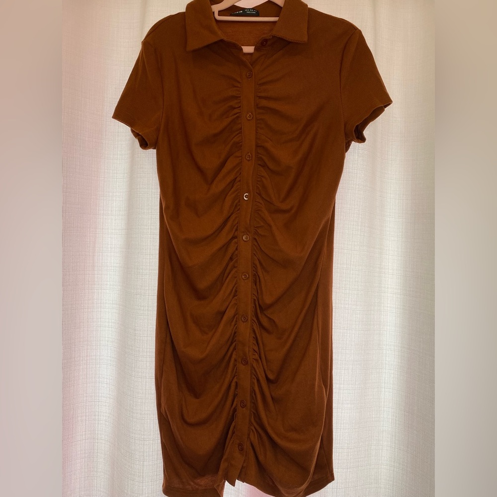 SHEIN BUTTON FRONT RUCHED BODYCON DRESS